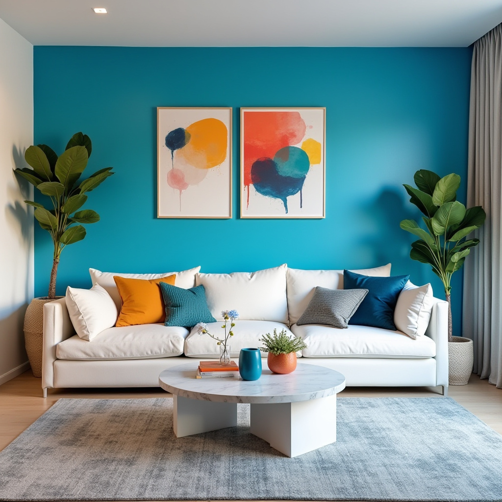 Blue Accent Wall Living Room 25