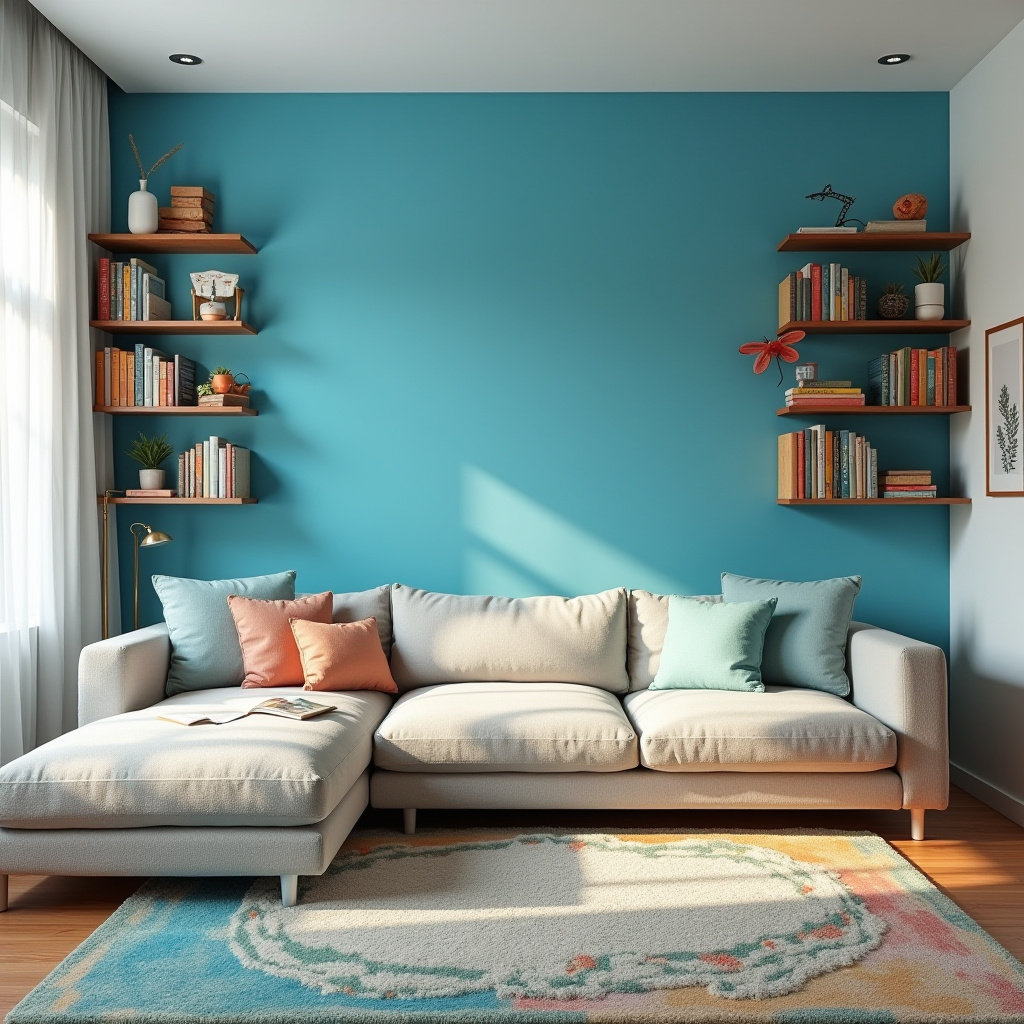 Blue Accent Wall Living Room 29