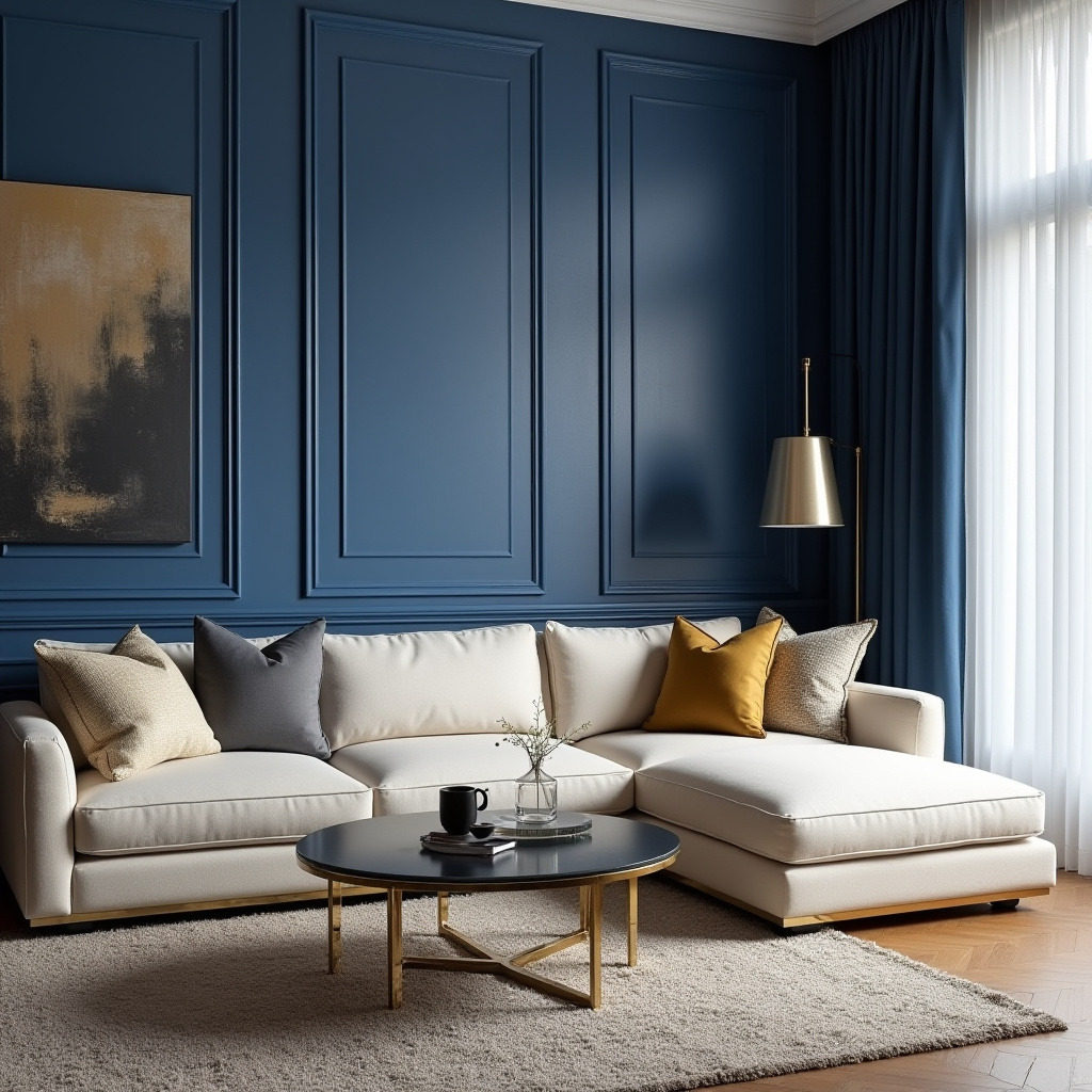 Blue Accent Wall Living Room 7