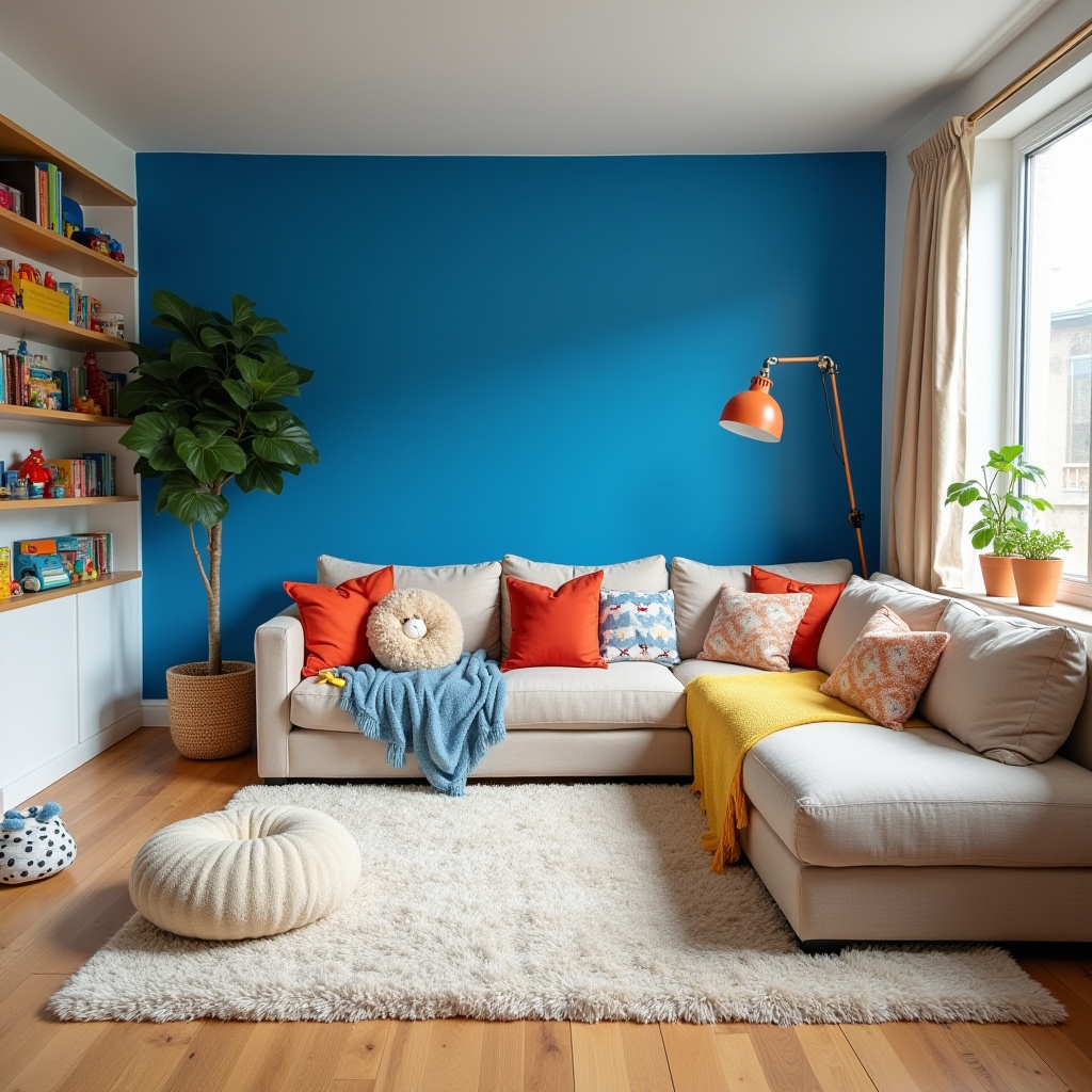 Blue Accent Wall Living Room 8