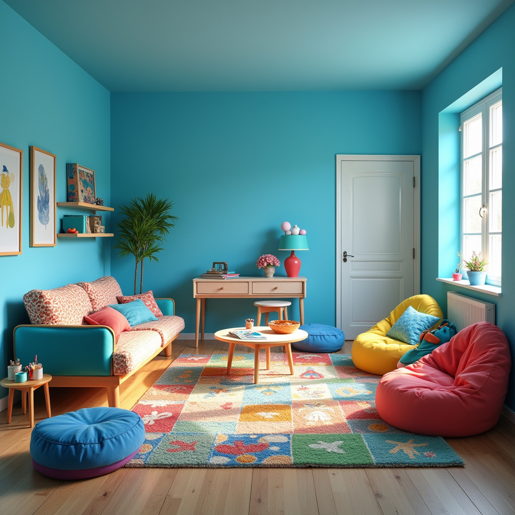 Blue Walls Living Room 16