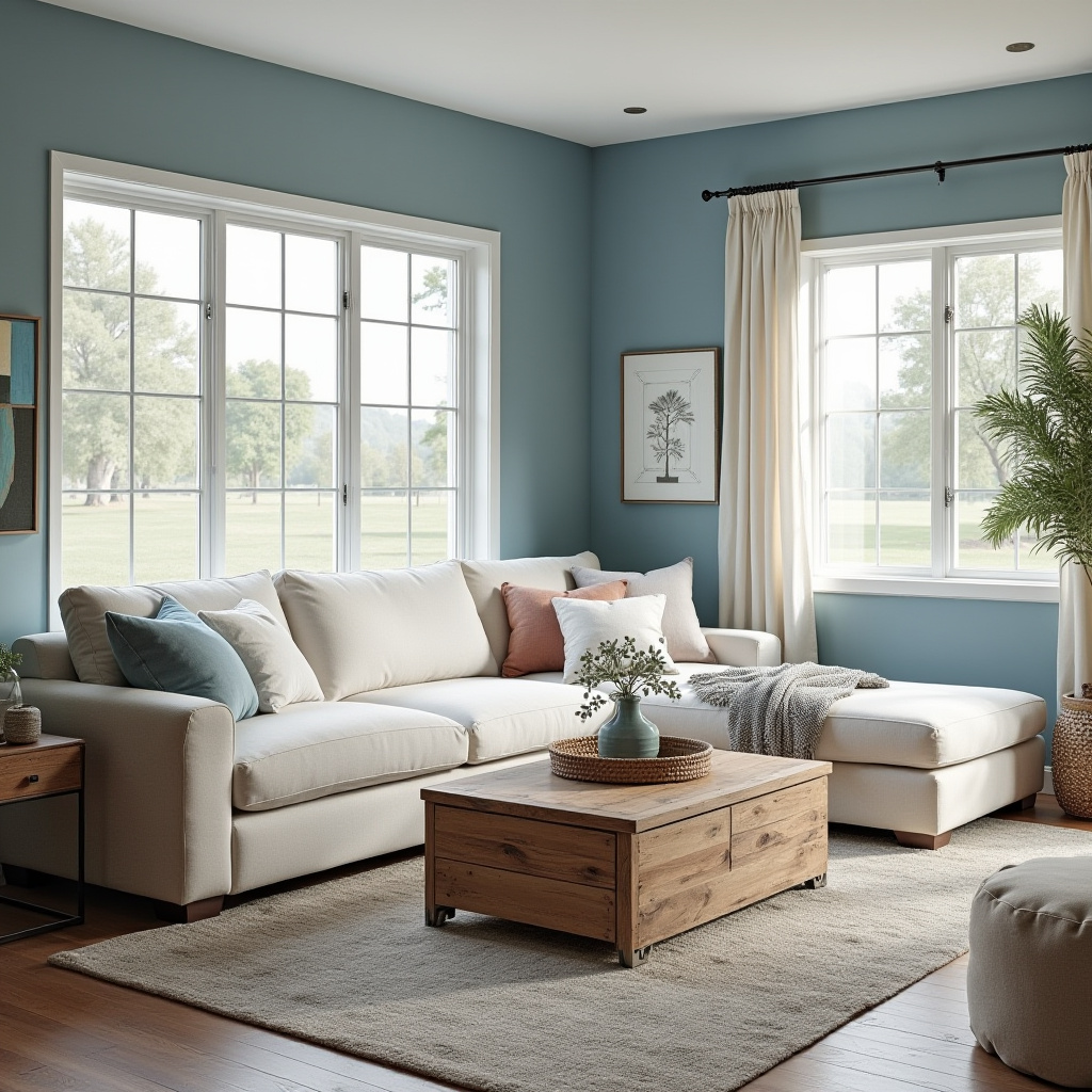 Blue Walls Living Room 28