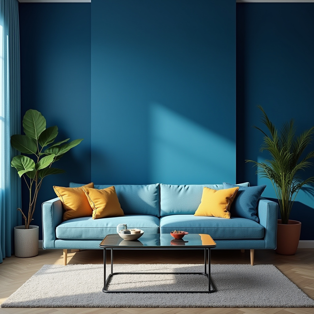Blue Walls Living Room 30