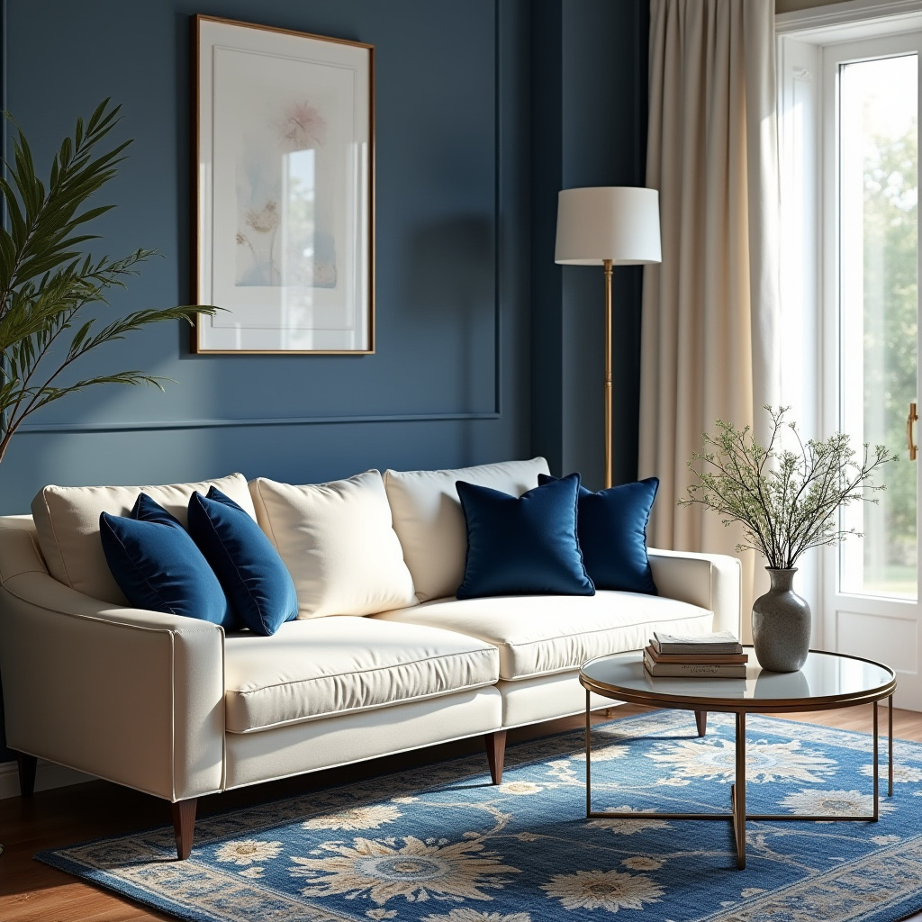 Blue And Cream Living Room 13