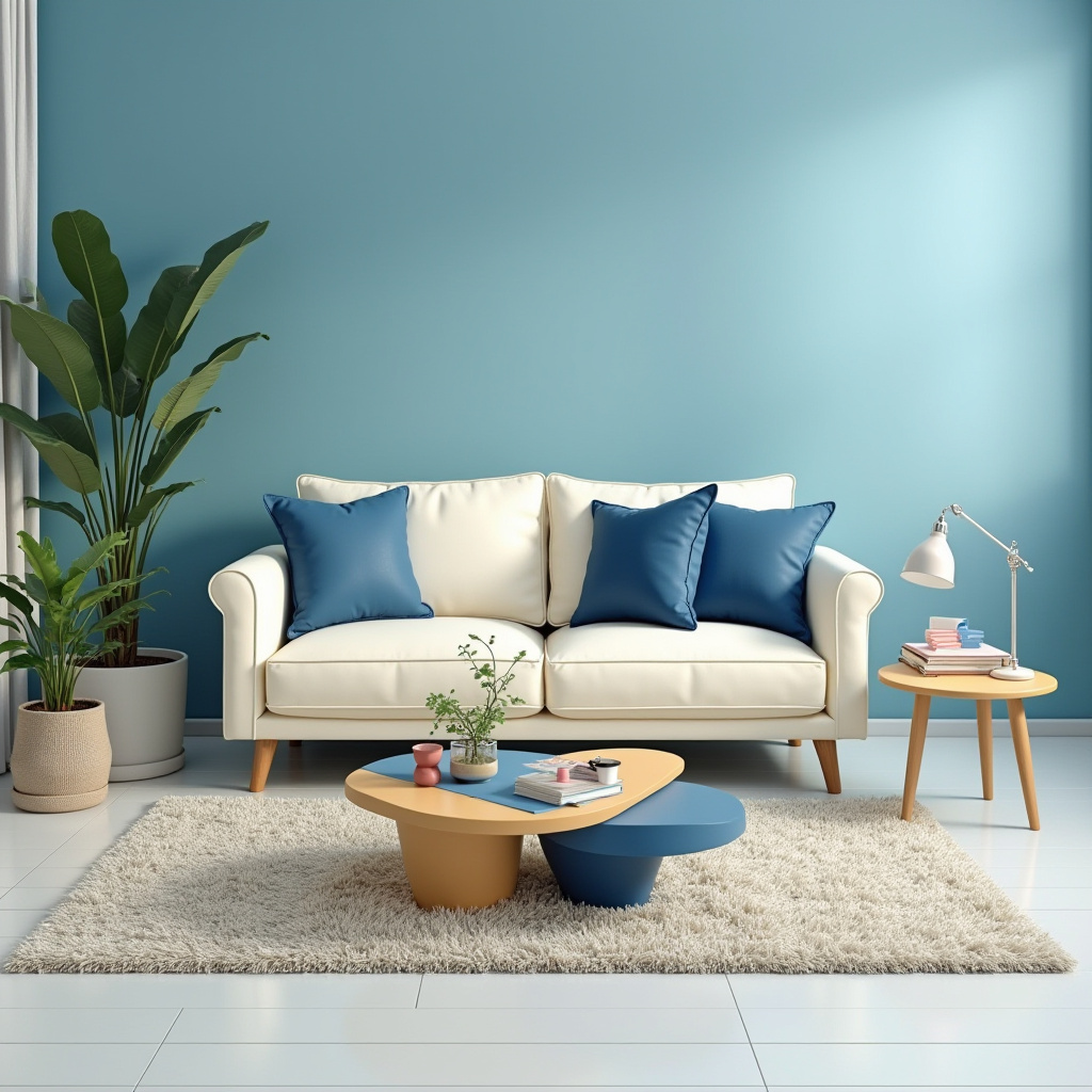 Blue And Cream Living Room 26