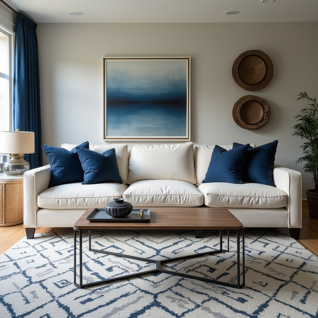 Blue And Cream Living Room 29