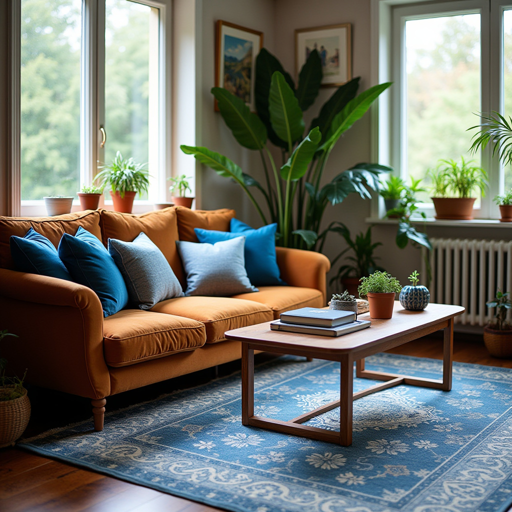 Brown And Blue Living Room 11
