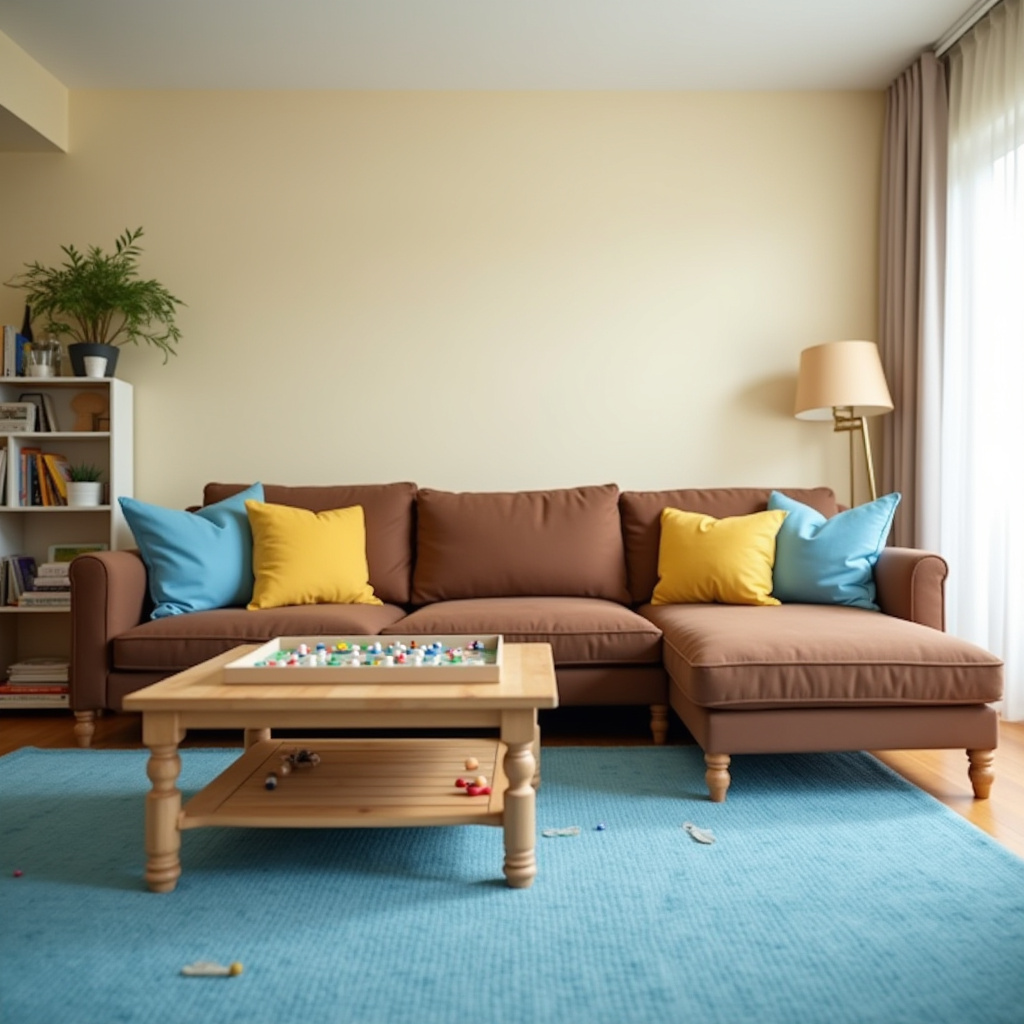 Brown And Blue Living Room 12