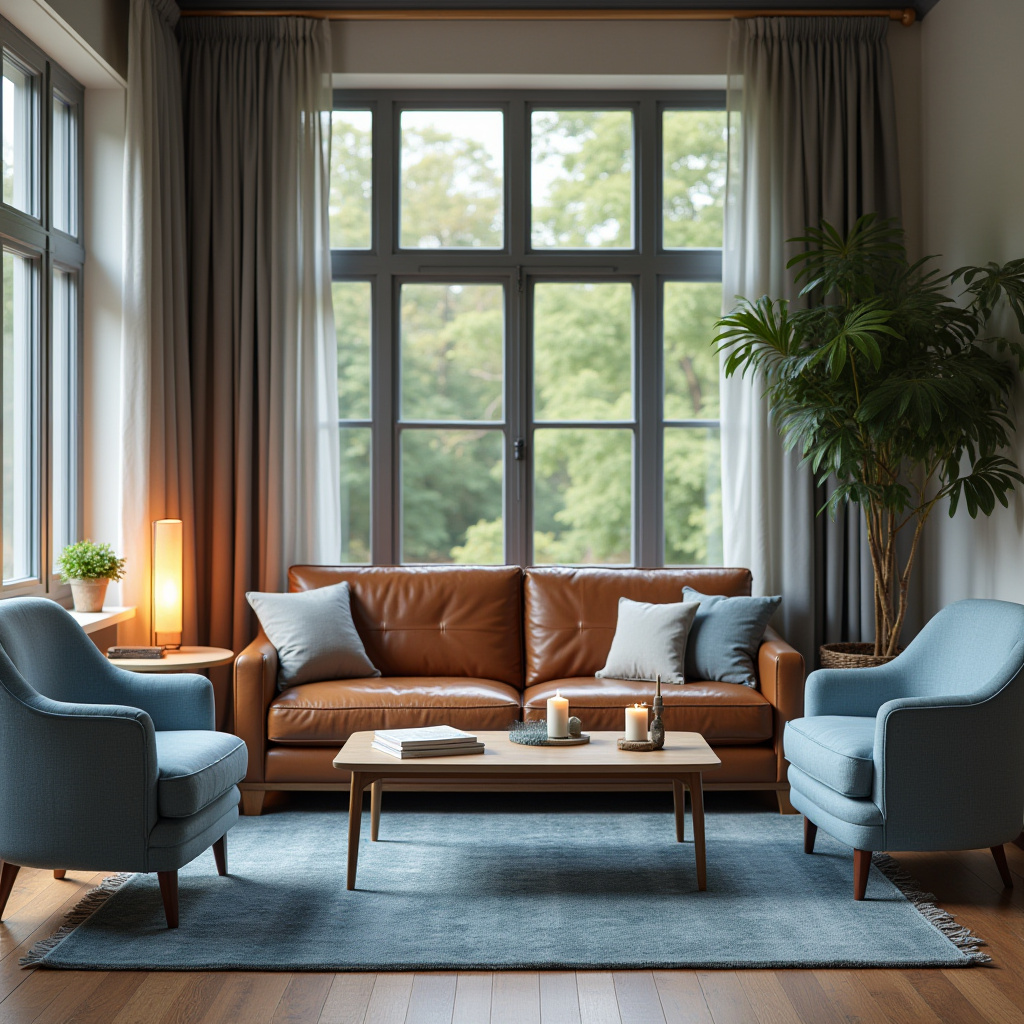 Brown And Blue Living Room 13