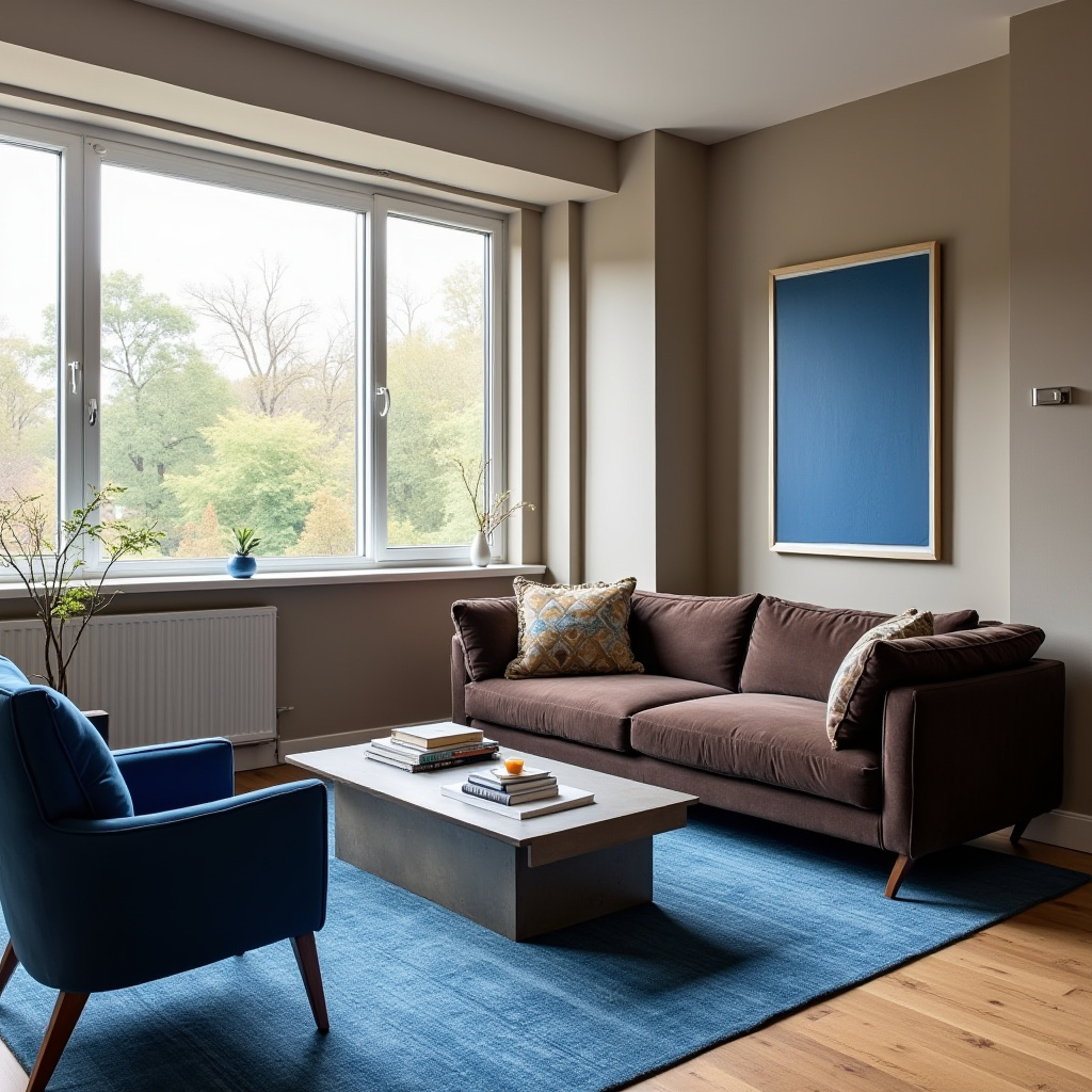 Brown And Blue Living Room 14
