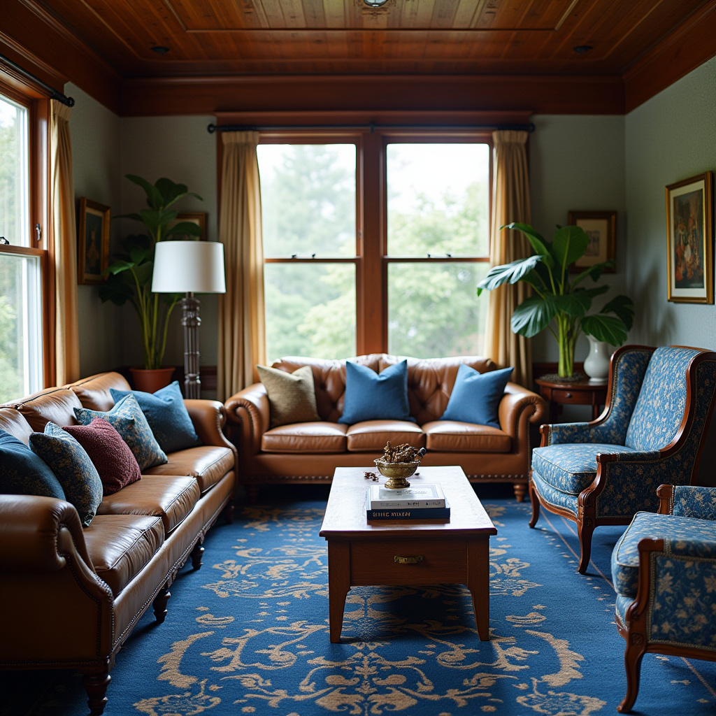 Brown And Blue Living Room 15