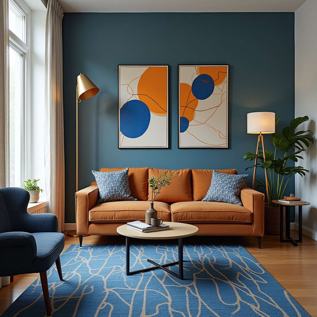 Brown And Blue Living Room 16