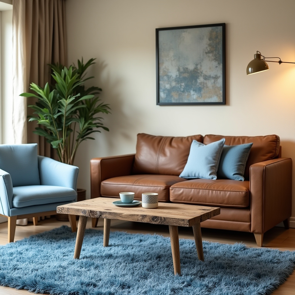 Brown And Blue Living Room 18