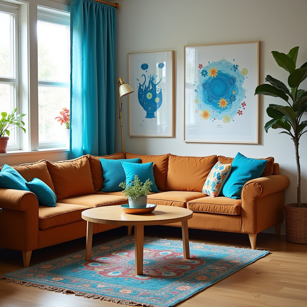 Brown And Blue Living Room 19