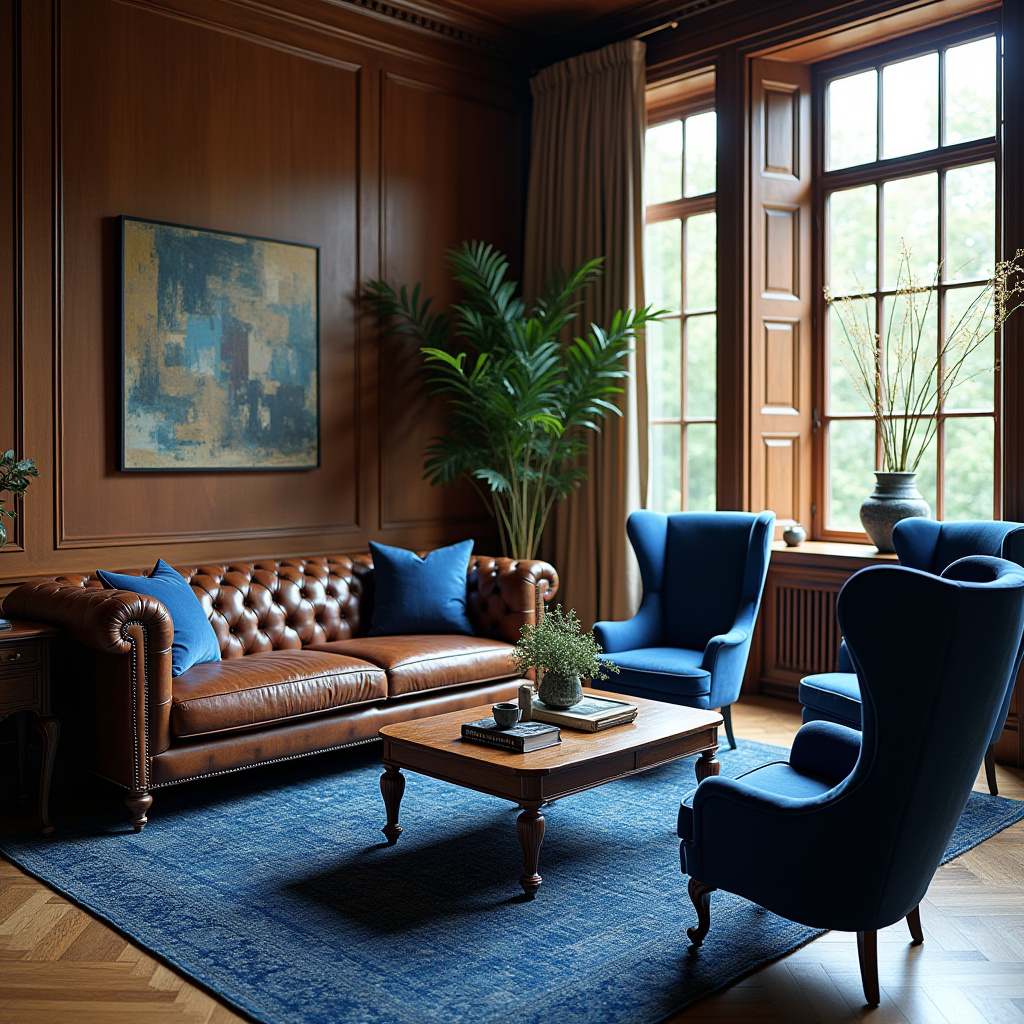 Brown And Blue Living Room 20