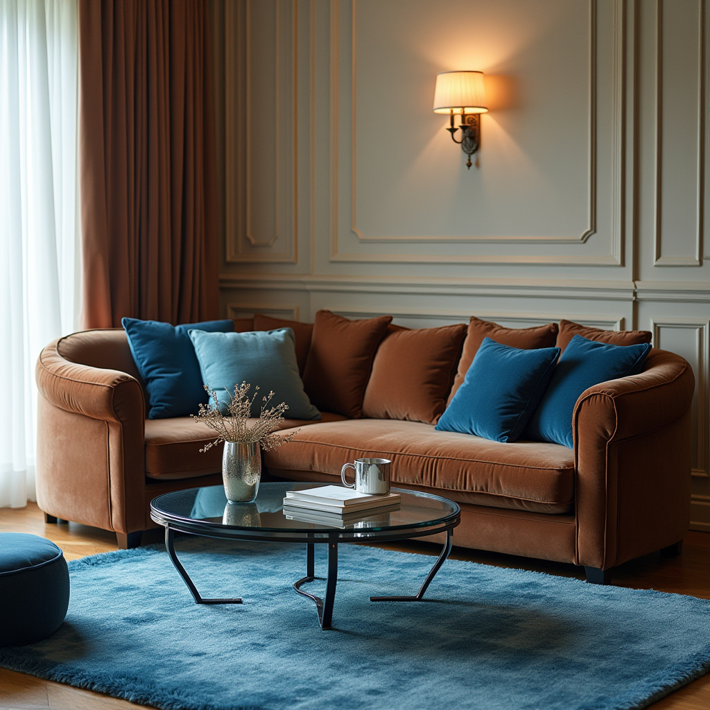 Brown And Blue Living Room 22