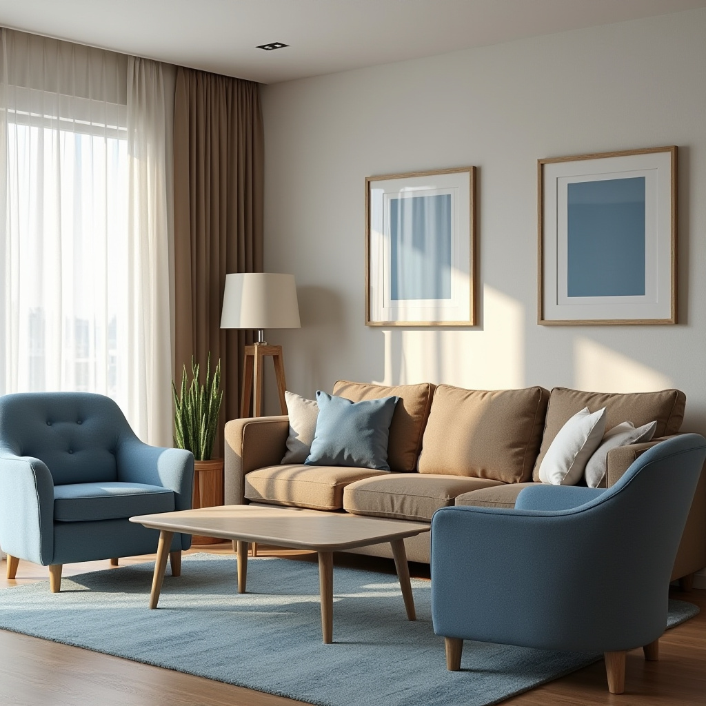 Brown And Blue Living Room 23