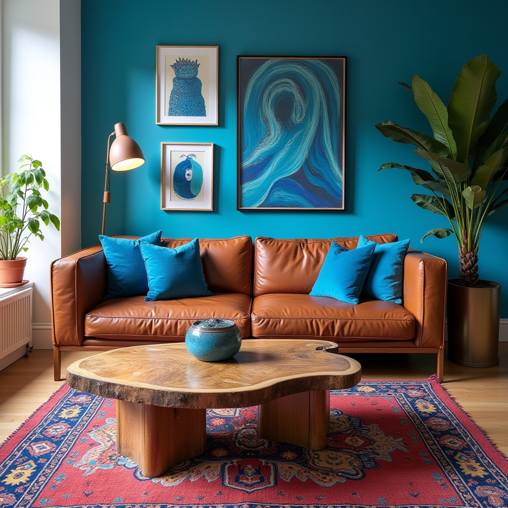 Brown And Blue Living Room 24