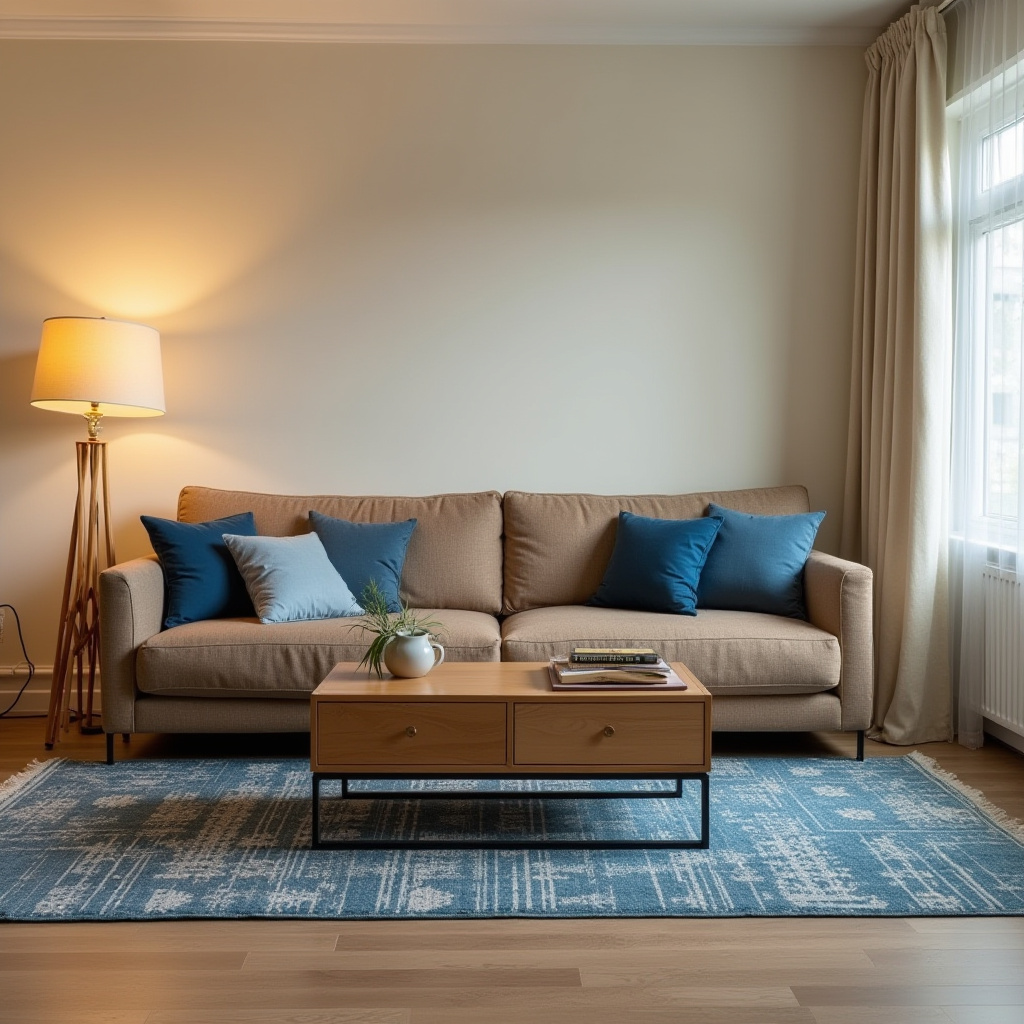 Brown And Blue Living Room 26