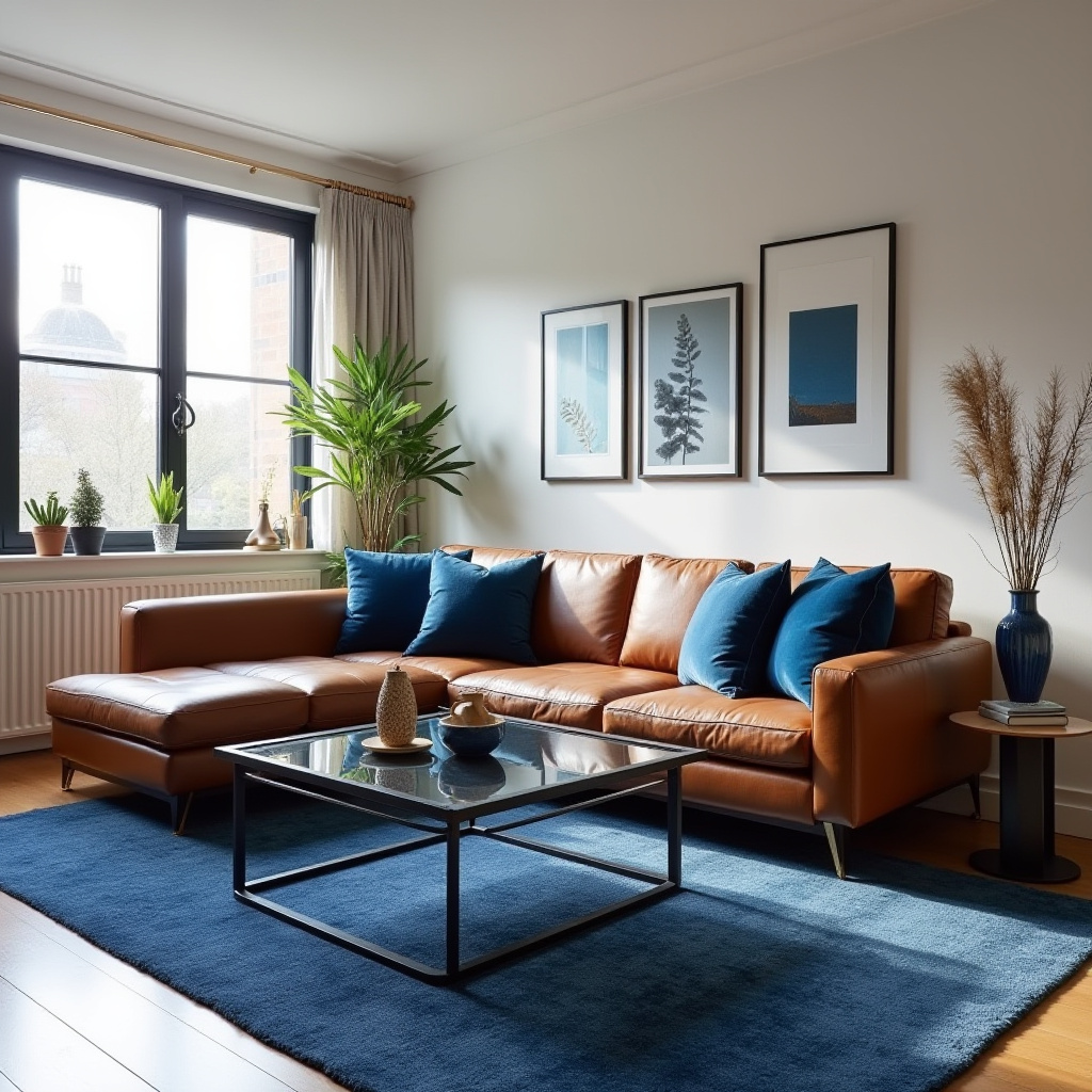 Brown And Blue Living Room 27