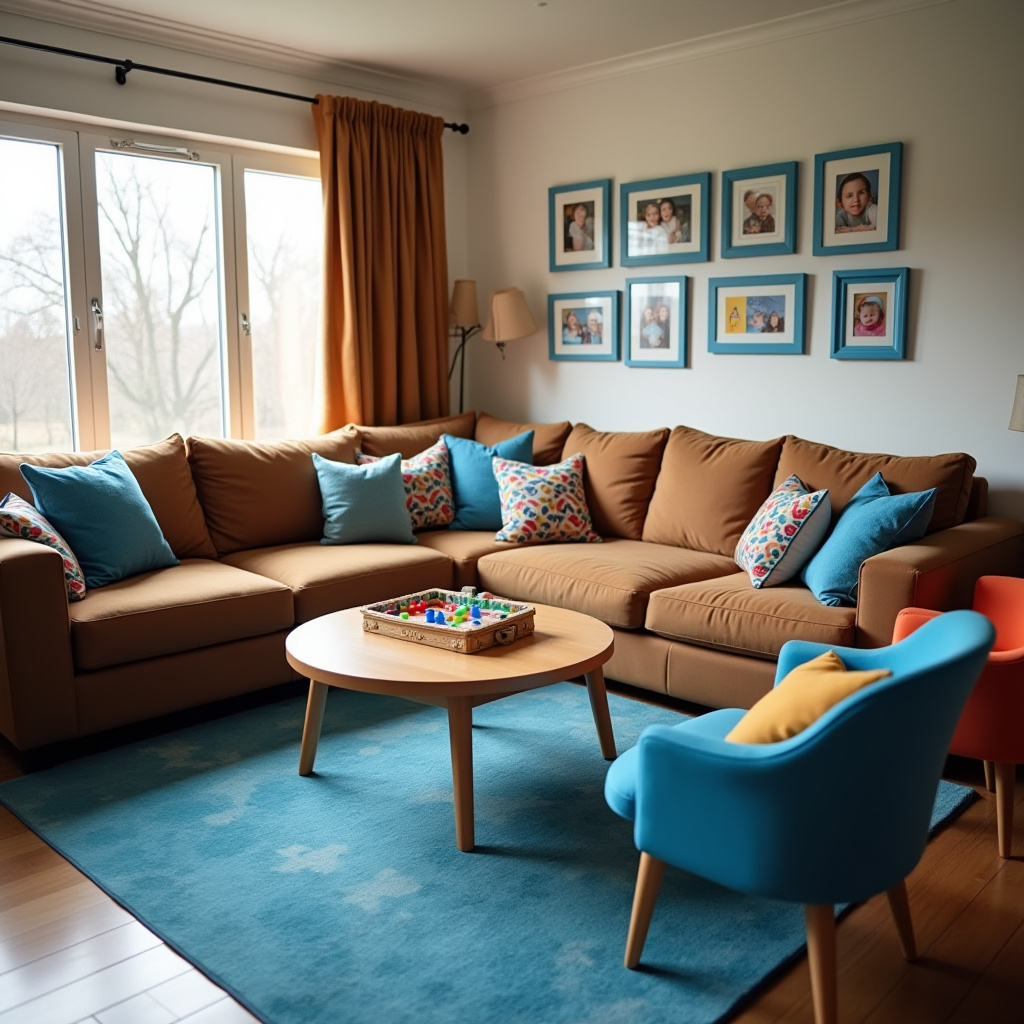 Brown And Blue Living Room 28