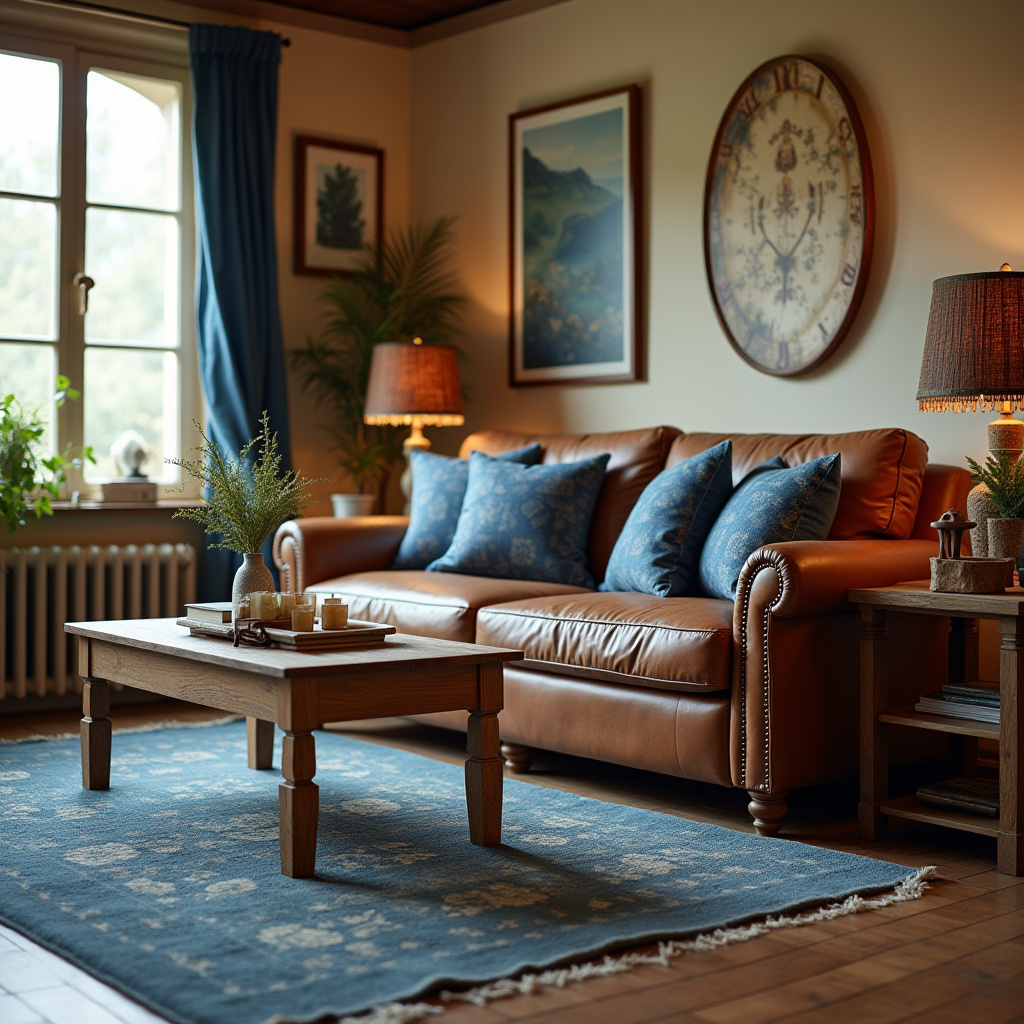 Brown And Blue Living Room 30