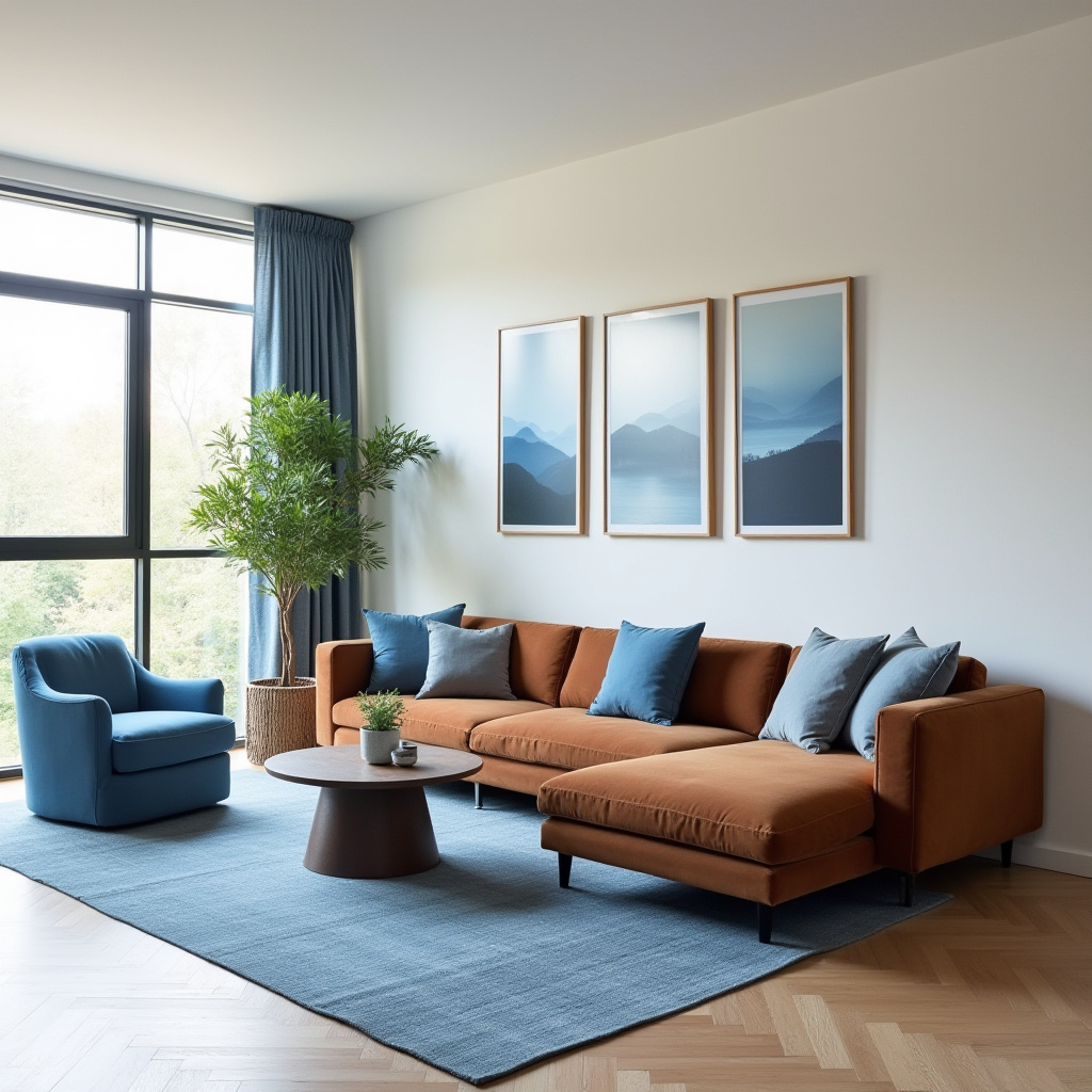 Brown And Blue Living Room 6