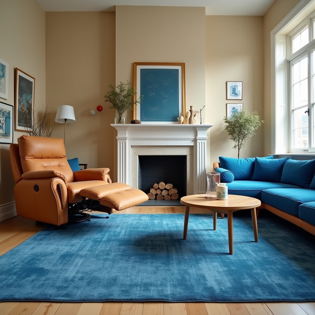 Brown And Blue Living Room 8