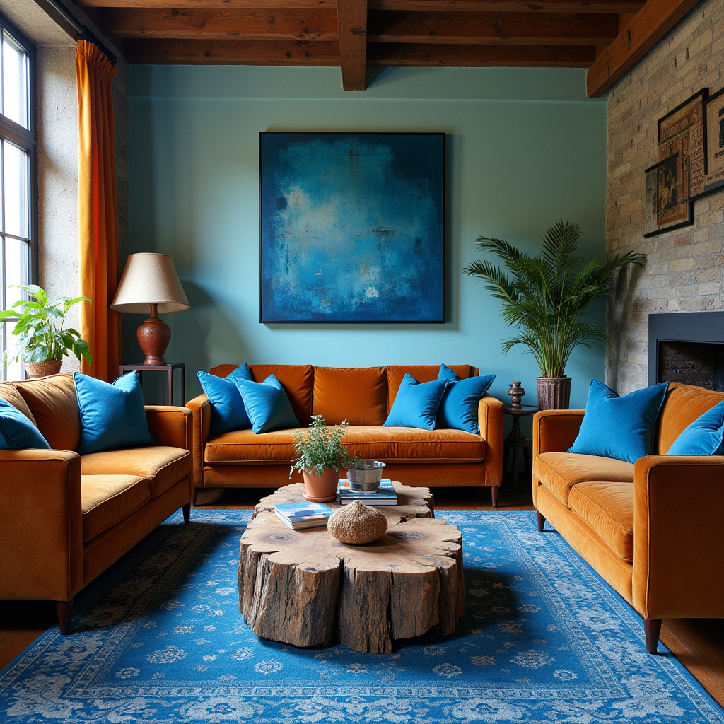 Brown And Blue Living Room 9