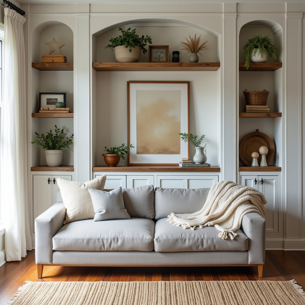 Built In Wall Shelves Living Room 16