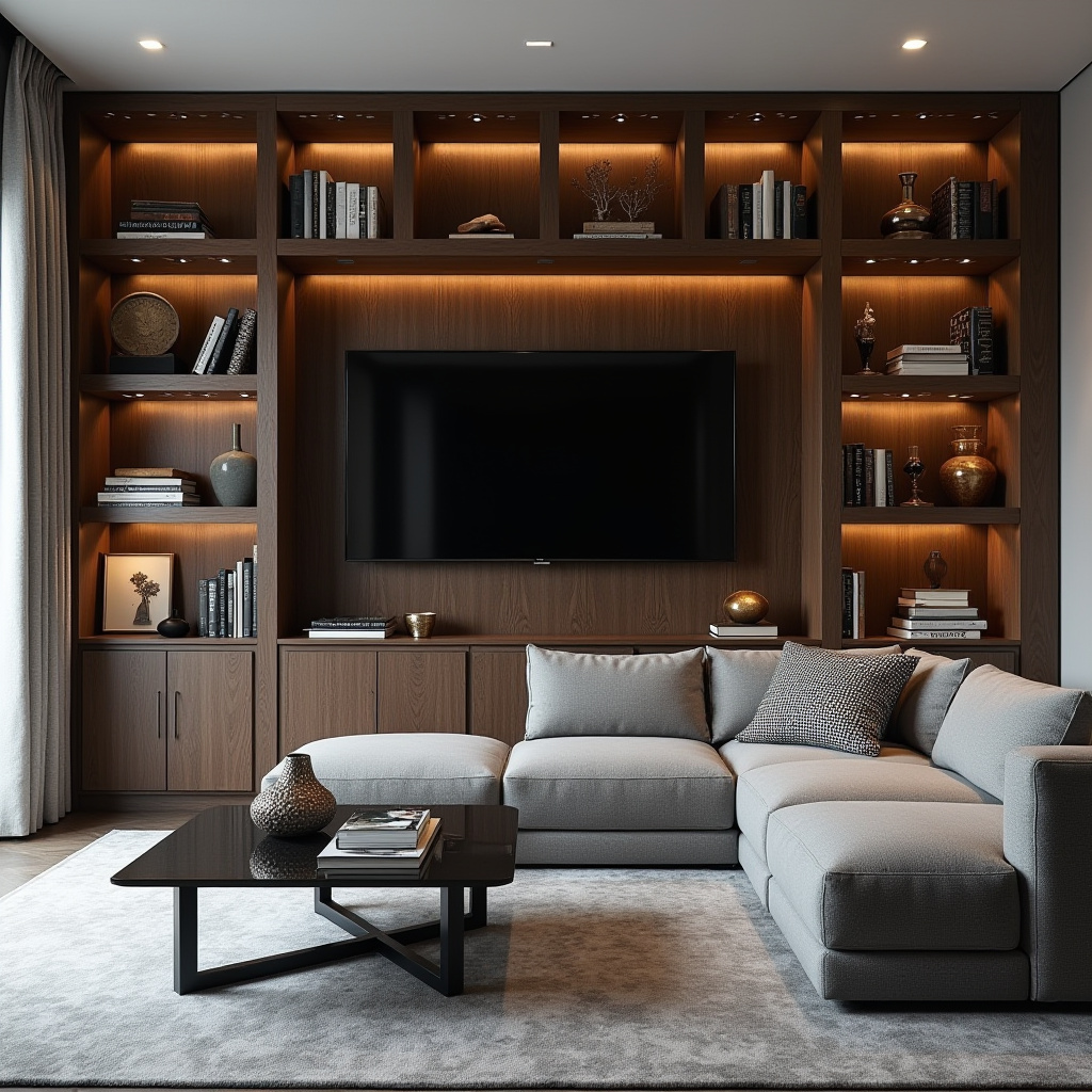 Built In Wall Shelves Living Room 23