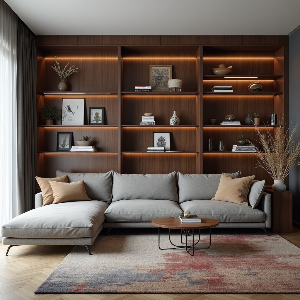 Built In Wall Shelves Living Room 5