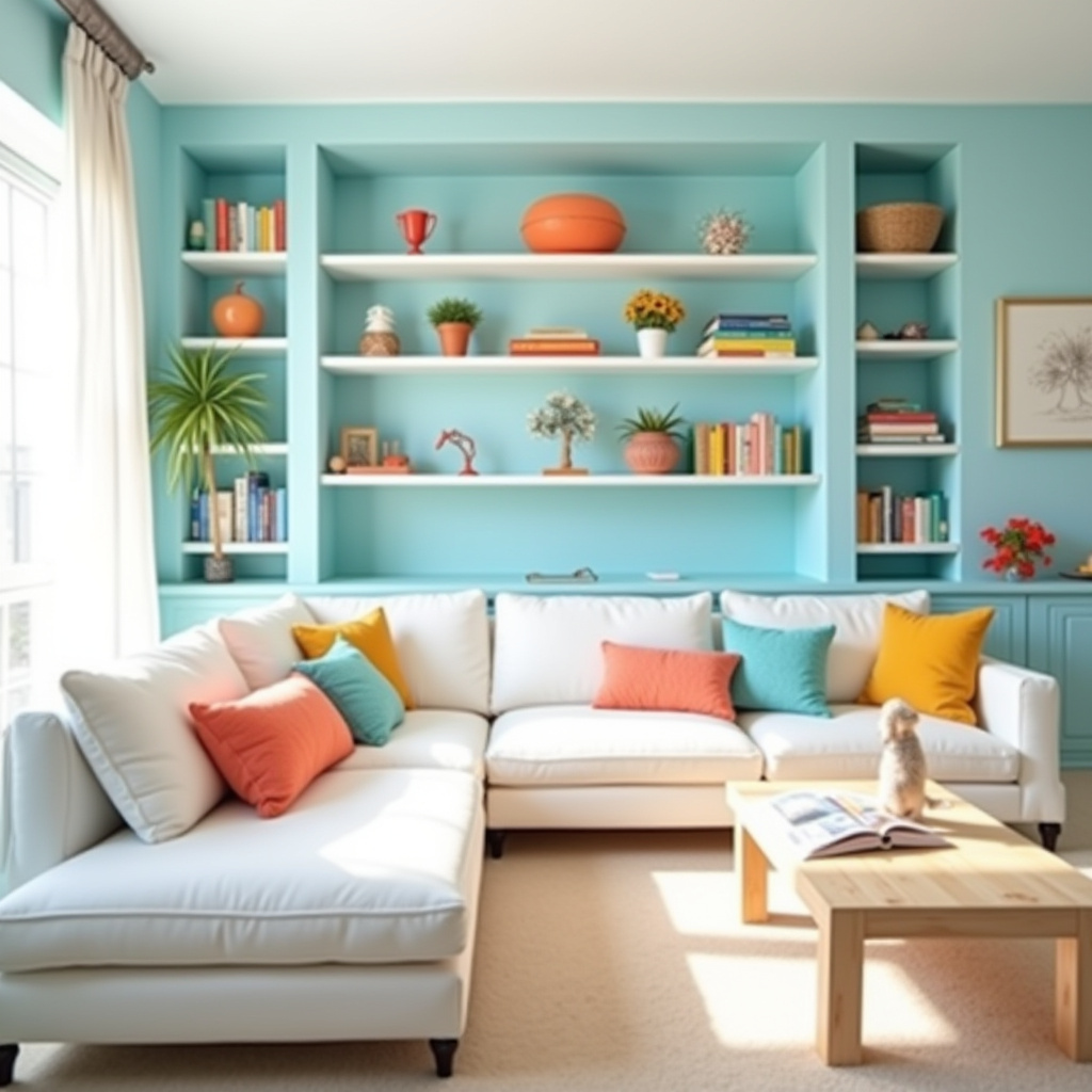 Built In Wall Shelves Living Room 6