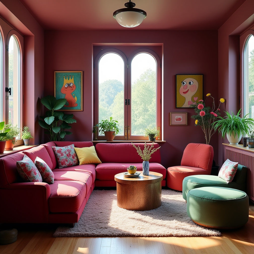 Burgundy Living Room 15
