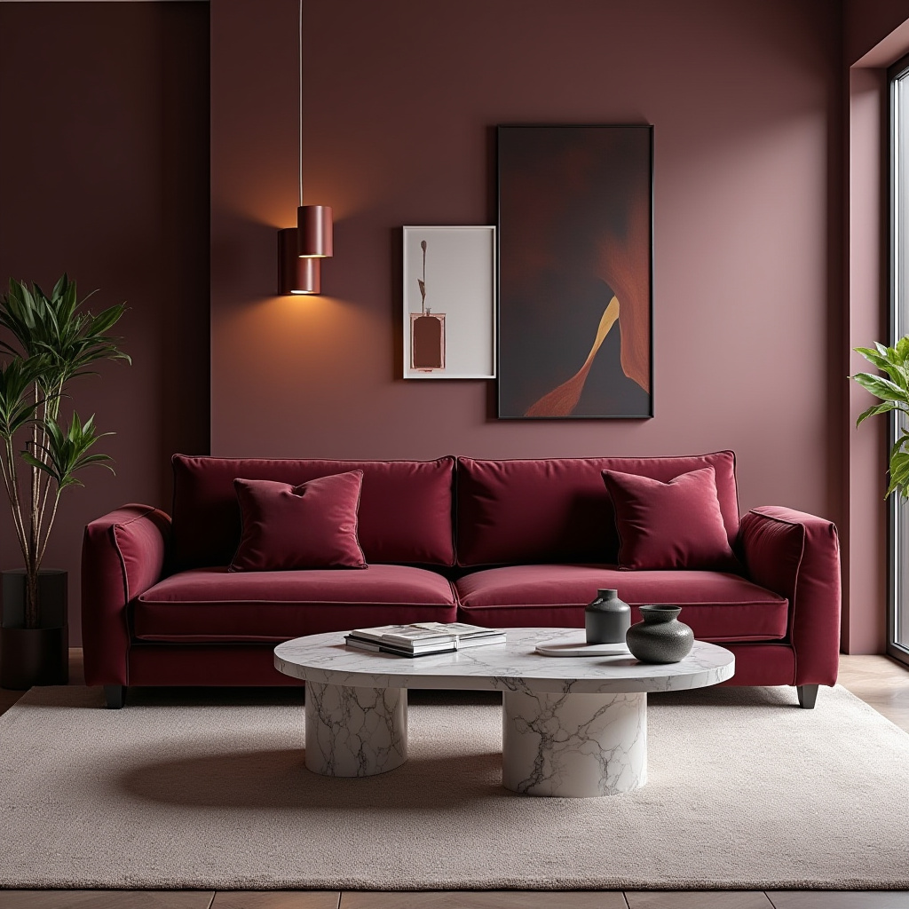 Burgundy Living Room 19