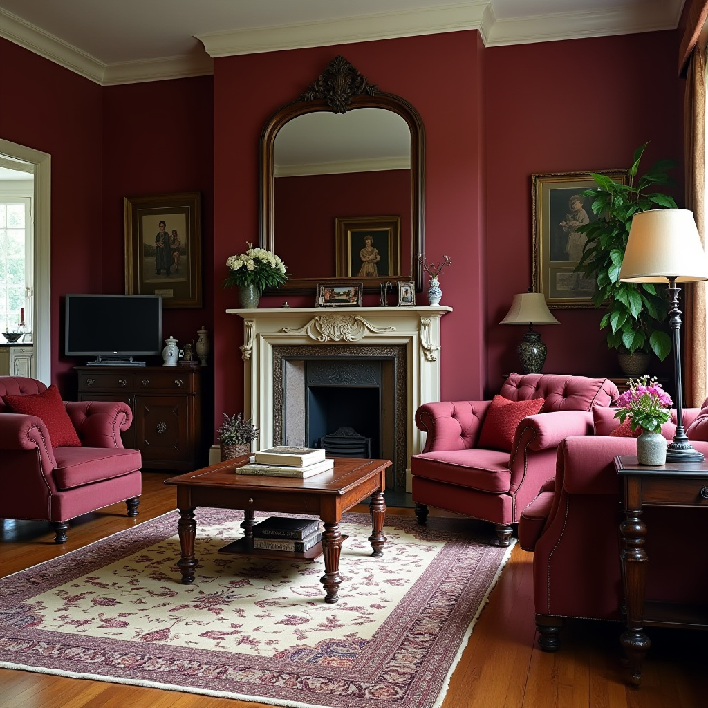 Burgundy Living Room 9