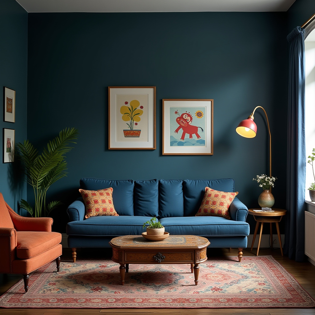 Dark Blue Living Room 15
