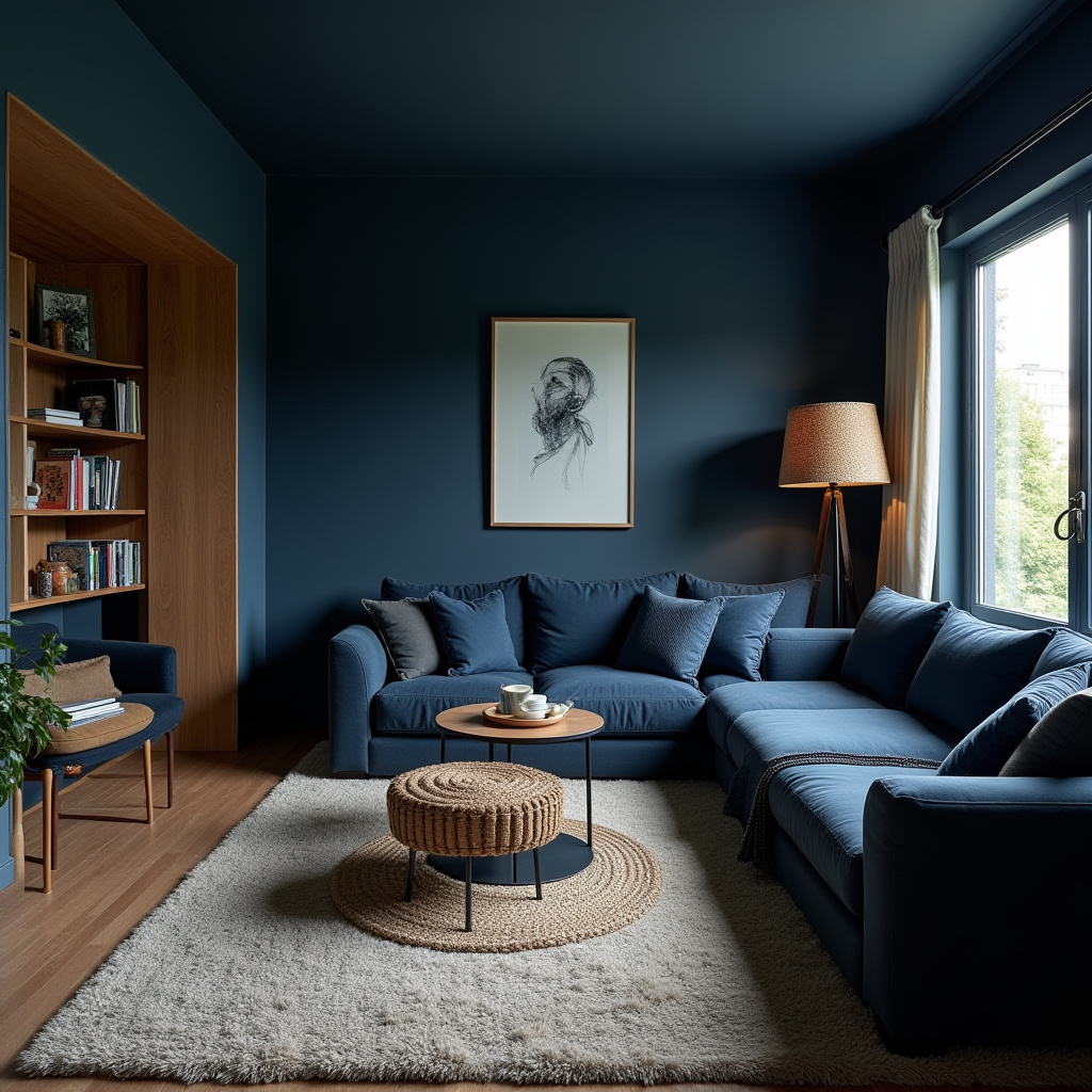 Dark Blue Living Room 18