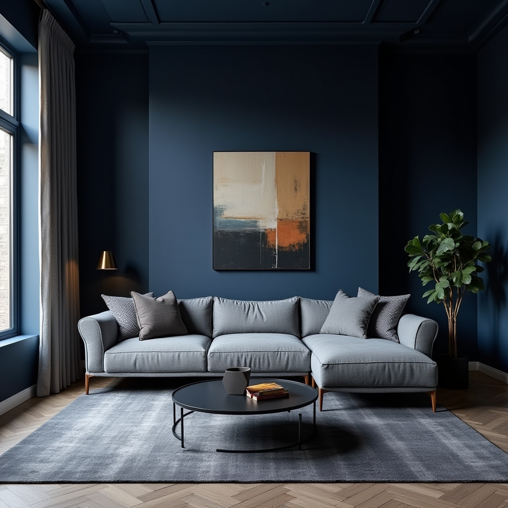 Dark Blue Living Room 19