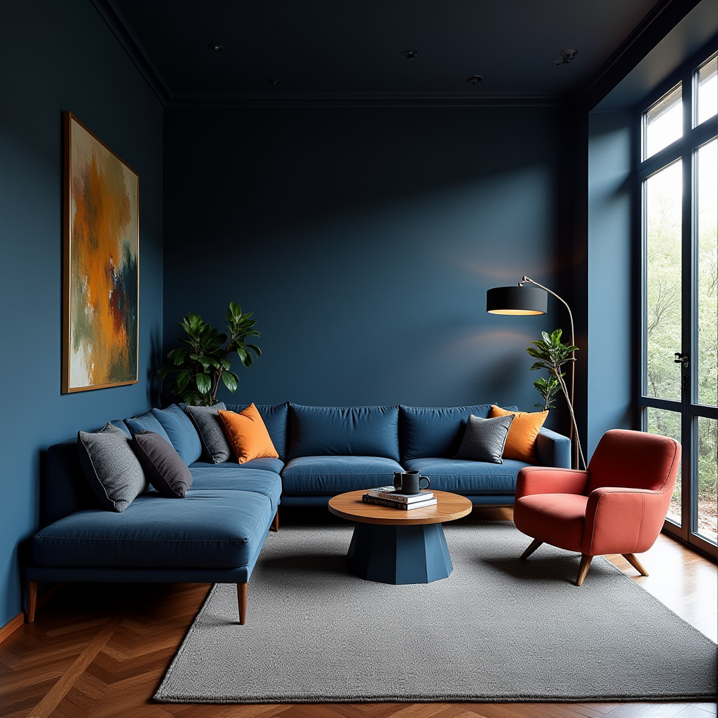 Dark Blue Living Room 21
