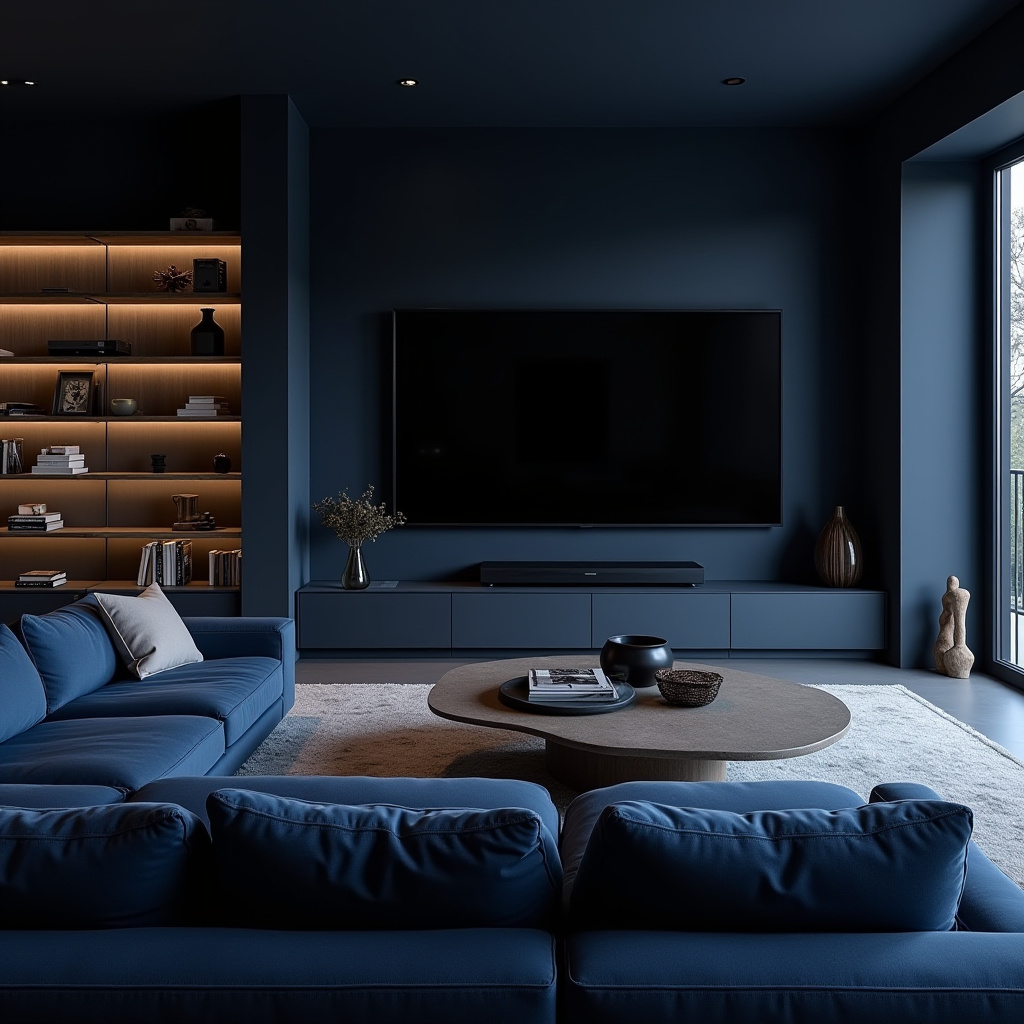 Dark Blue Living Room 23