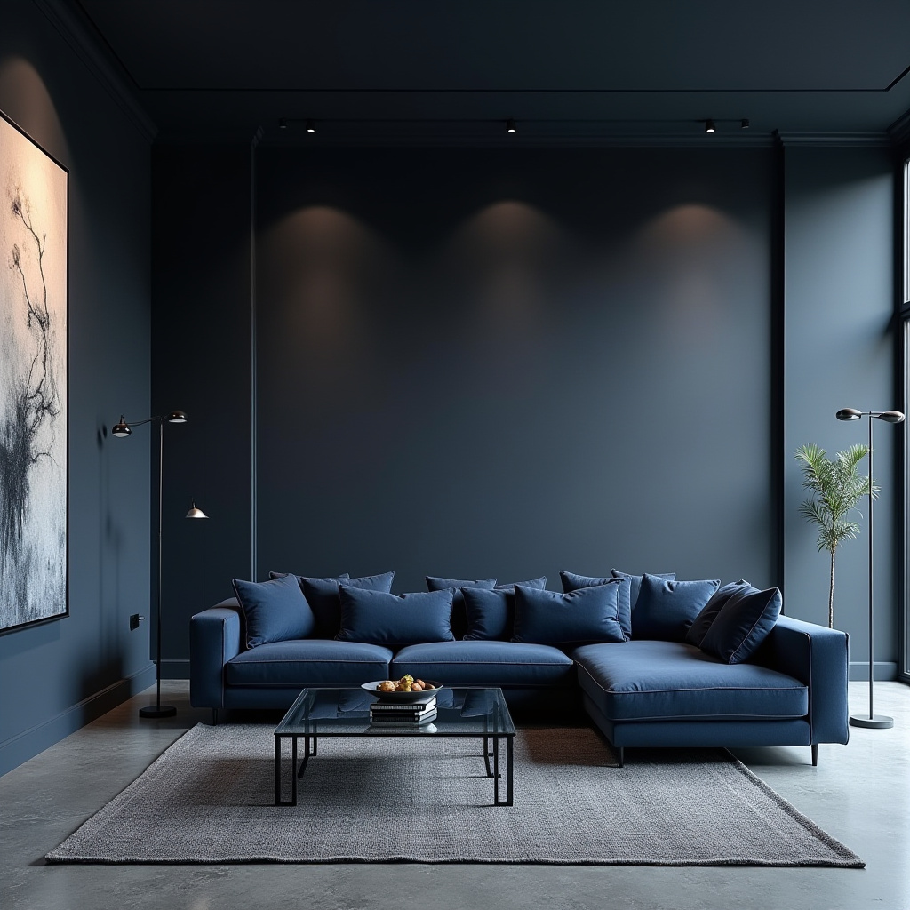 Dark Blue Living Room 28