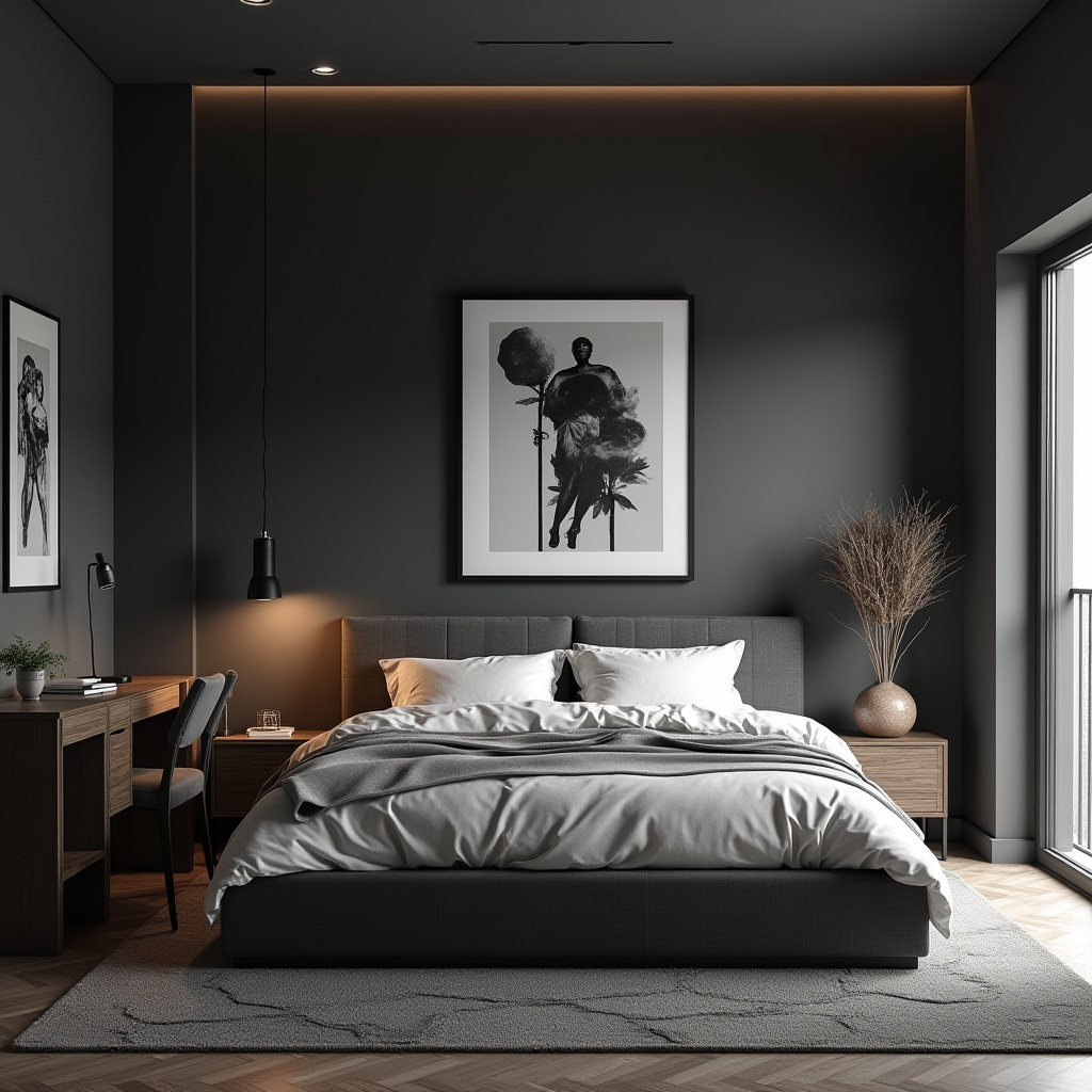 Dark Minimalist Bedroom 10