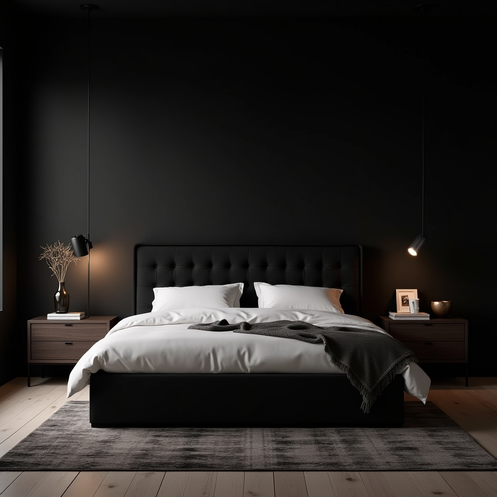 Dark Minimalist Bedroom 12