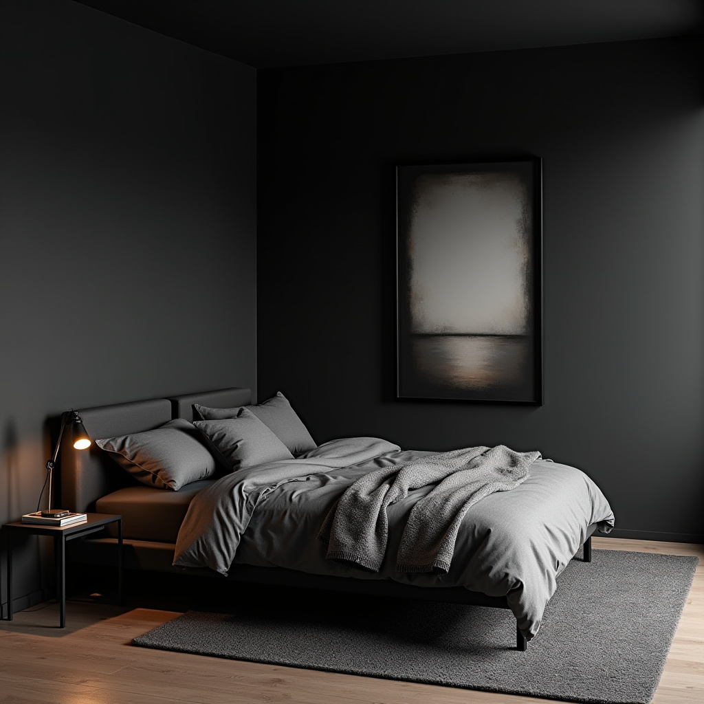 Dark Minimalist Bedroom 14