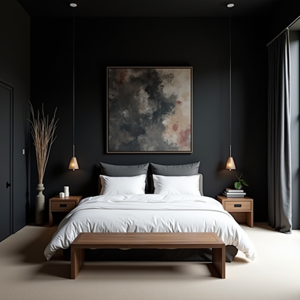 Dark Minimalist Bedroom 16