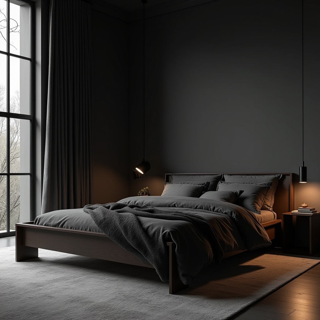 Dark Minimalist Bedroom 17
