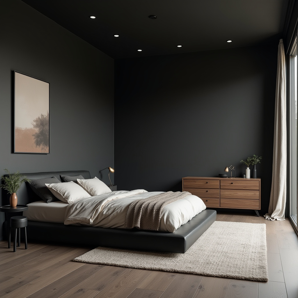 Dark Minimalist Bedroom 19