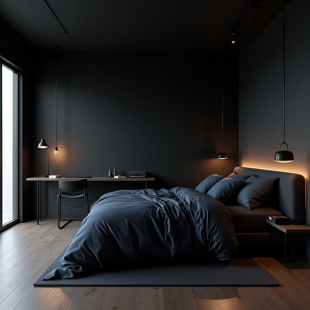 Dark Minimalist Bedroom 20