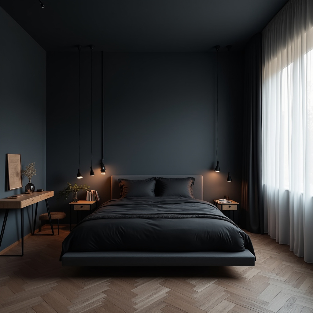 Dark Minimalist Bedroom 30